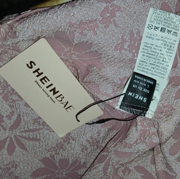 Coquette Pink Floral Jacquard Mini Dress Lace Up Corset Back Sexy Romantic NWT L - Picture 9 of 16